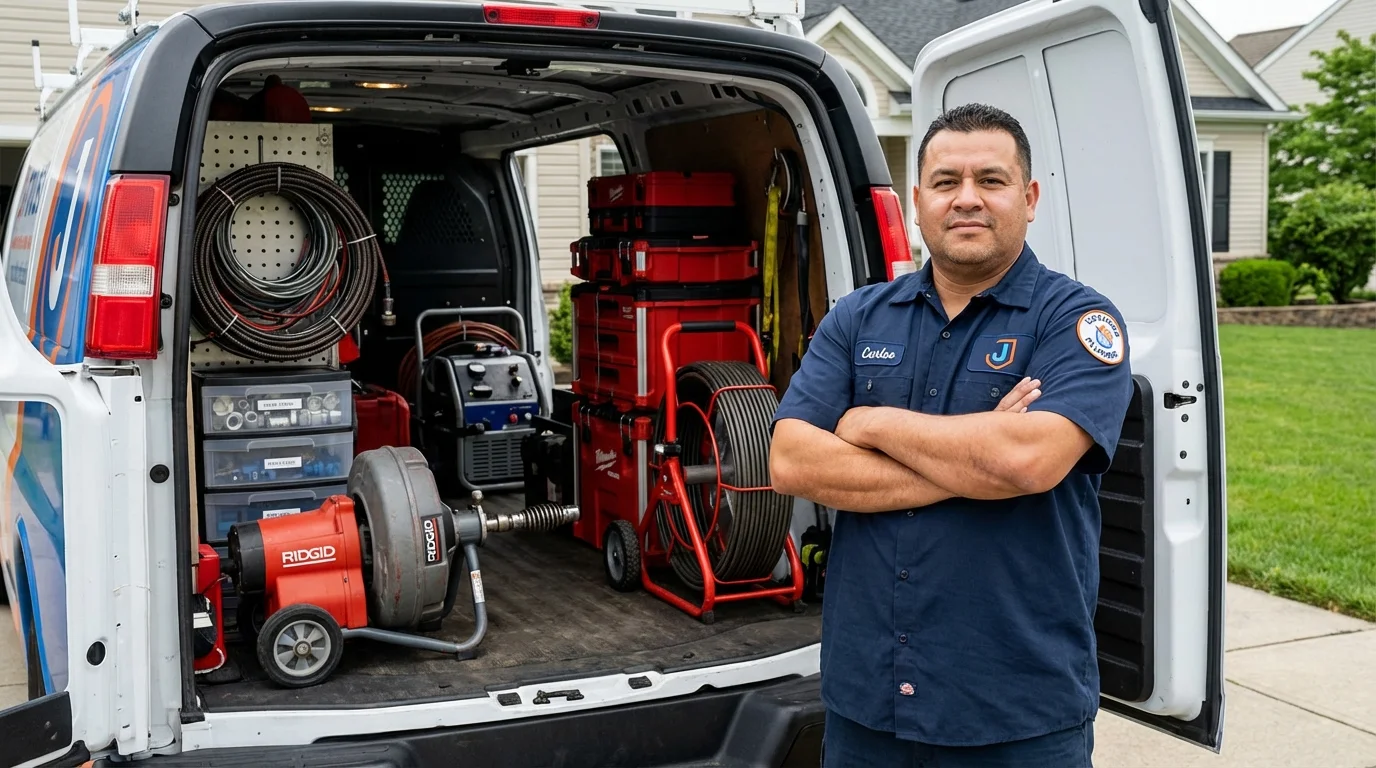 Professional drain cleaning equipment and Johns Plumbing LLC plumber in Bryans Road