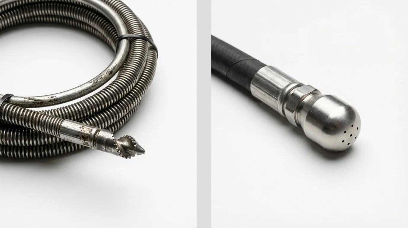 Drain snake cable and hydro jetting nozzle used for drain cleaning in Bryans Road, MD