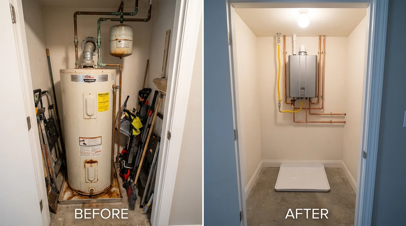 Tank water heater versus wall-mounted tankless unit comparison for Bryans Road, MD homeowners